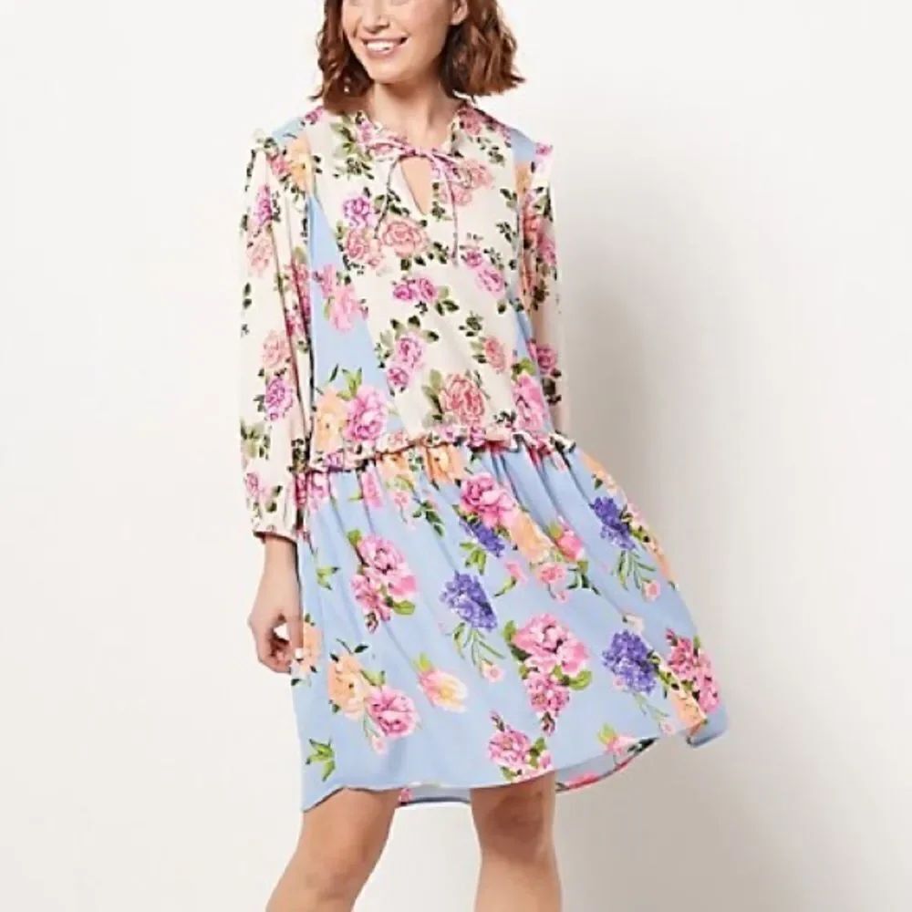 Tolani Collection Ruffle Trim Long Sleeve Dress